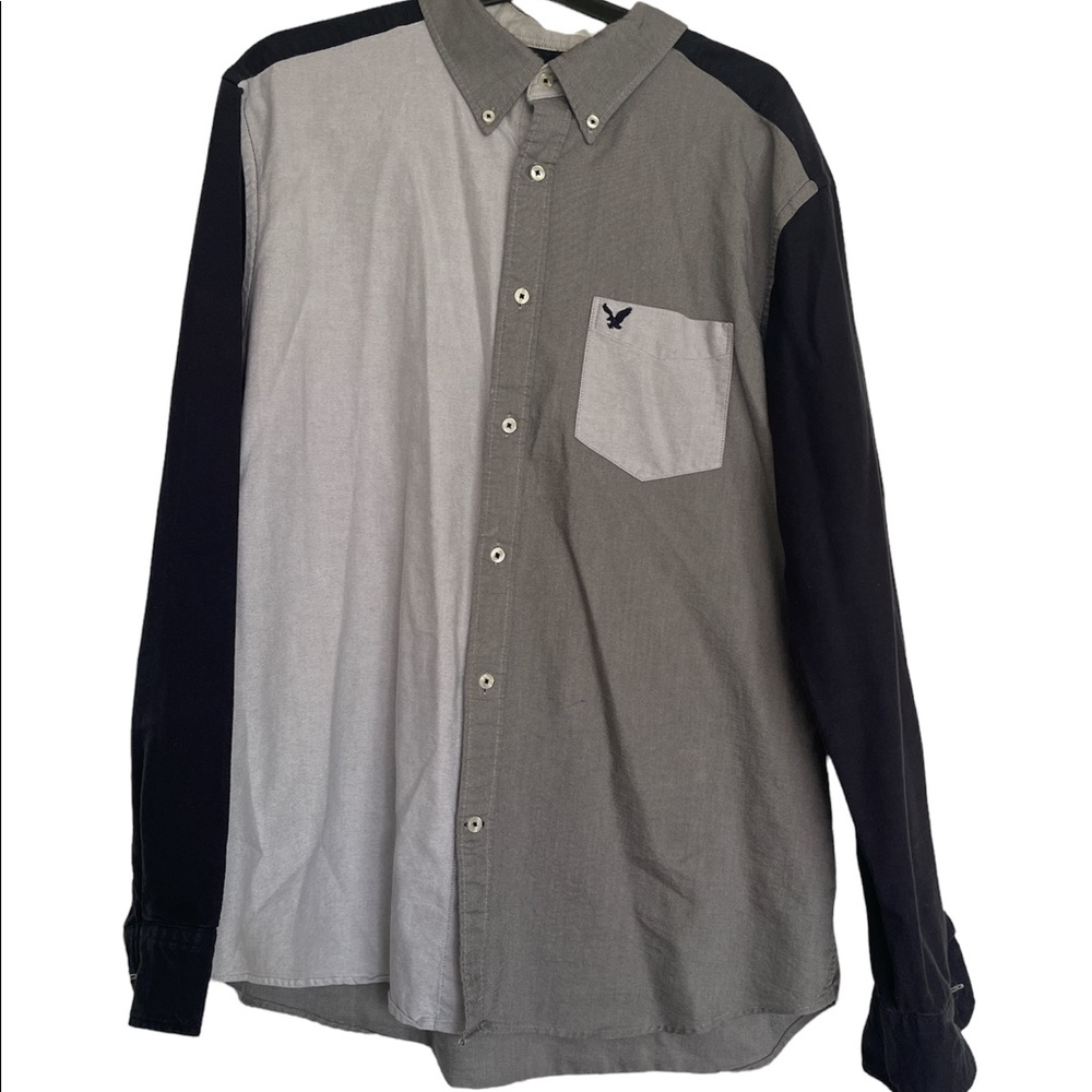 American Eagle Men’s Button Down Navy/Gray XL